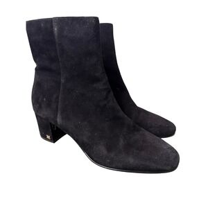 Sam Edelman Black Suede Block Heel Ankle Boots Women's Size 10M